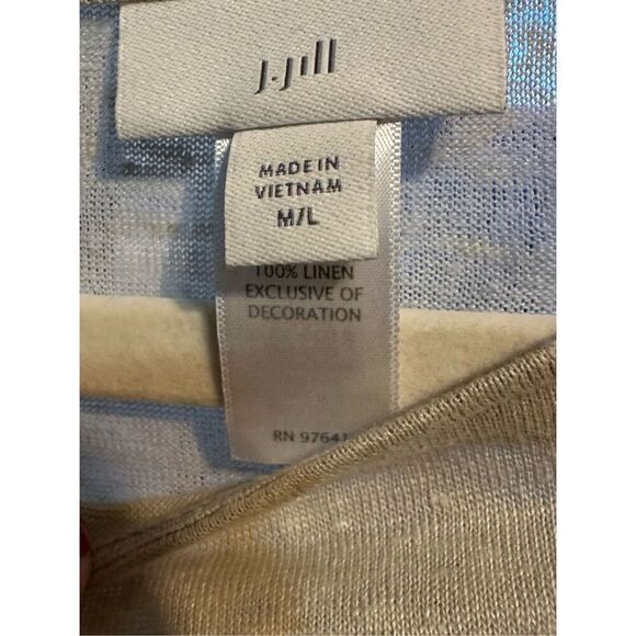 J. Jill M/L Poncho Style Sweater Airy Lagenlook Top 100% Linen Beige - Picture 6 of 8